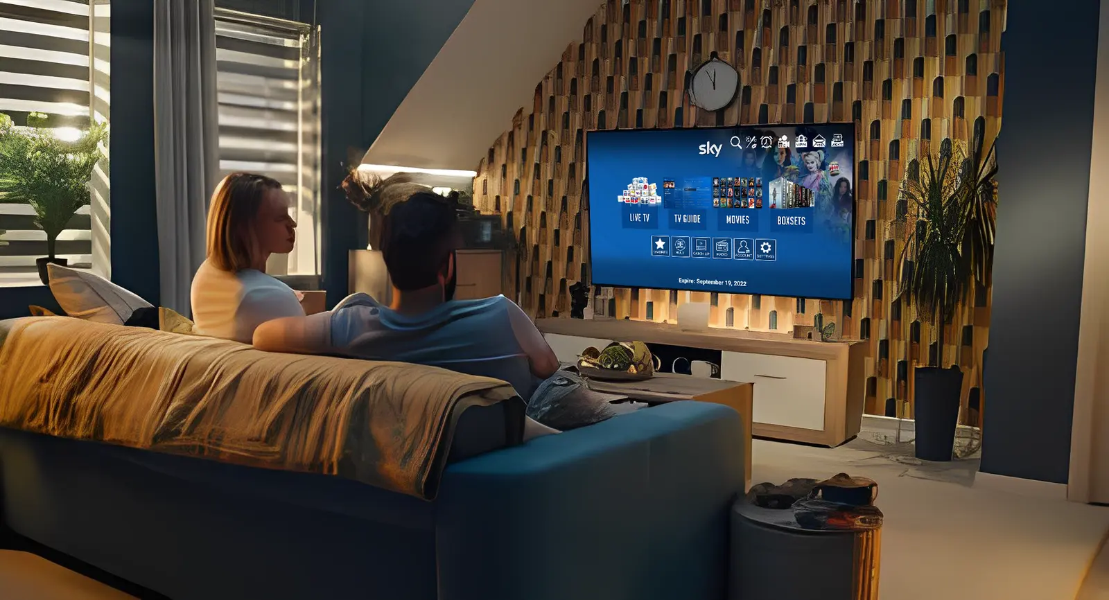 Watching live TV on a pre-loaded Fire TV Stick in a living room