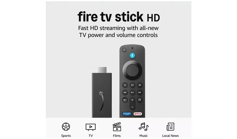 Amazon Fire TV Stick HD — Pre-loaded. Full HD streaming with the Alexa voice remote.